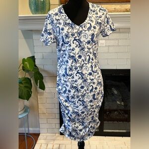 #309 NWT Morgan Taylor Blue & White Tee Shirtt Dress Size Small